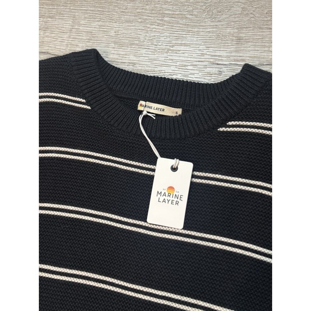 Marine Layer NWT Nina Crewneck Knit Sweater S Black Outmeal $125 - Picture 3 of 9